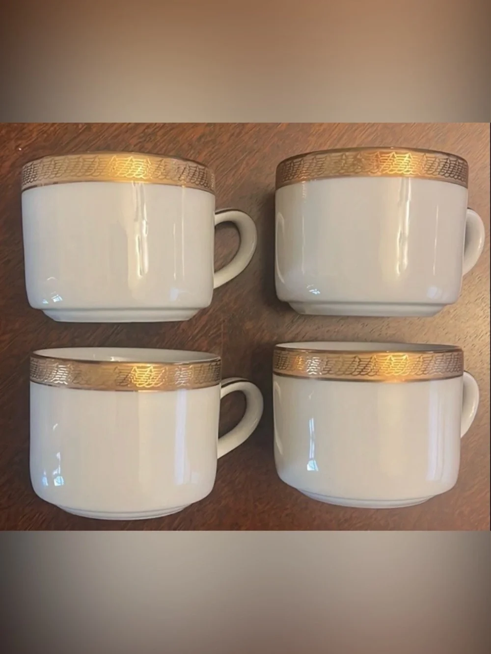 Set of 4 Centurion Collection 9414 Pure Gold Demitasse Cups & Saucers NWOT